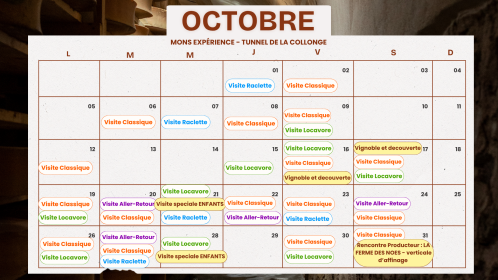 Calendrier Automnal des Visites du Tunnel
